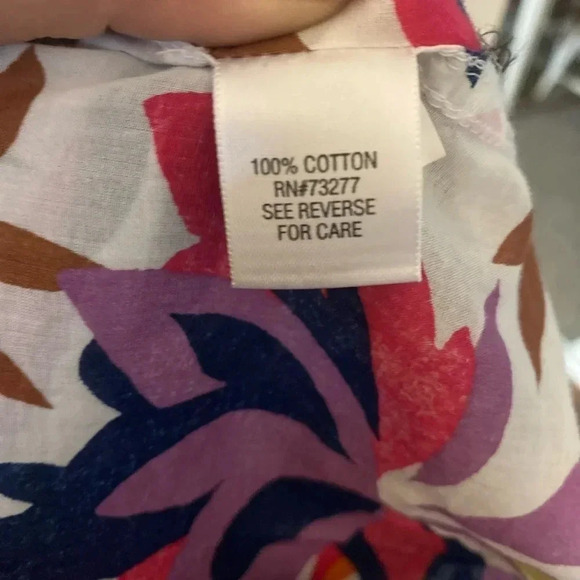 Dana Buchman Women's Floral Cotton Button down Tunic Roll Tab Sleeves Size S - Picture 6 of 10